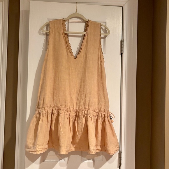 Scarlet Poppies Lucky Loops Linen Dress - Picture 1 of 9